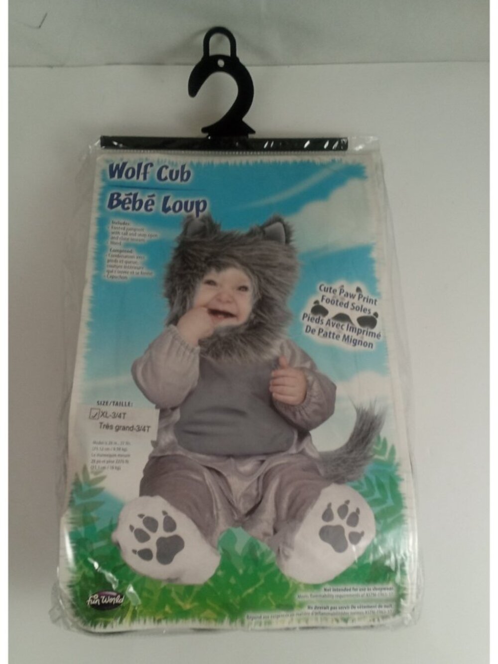 Fun World Fuzzy Wolf Cub Halloween Costume 3/4T